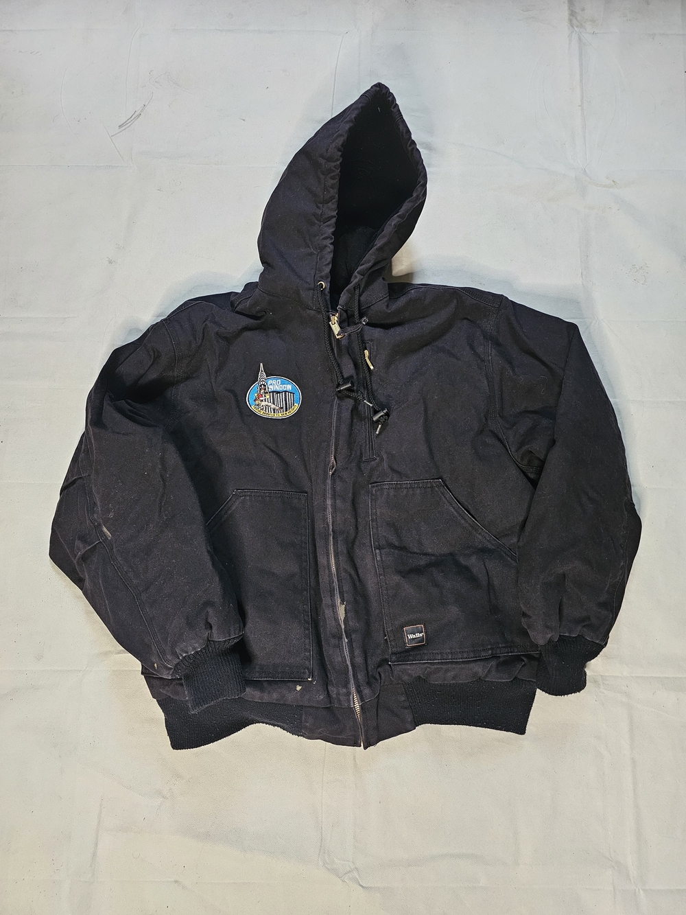 Walls Black Hooded Work Jacket with Patch